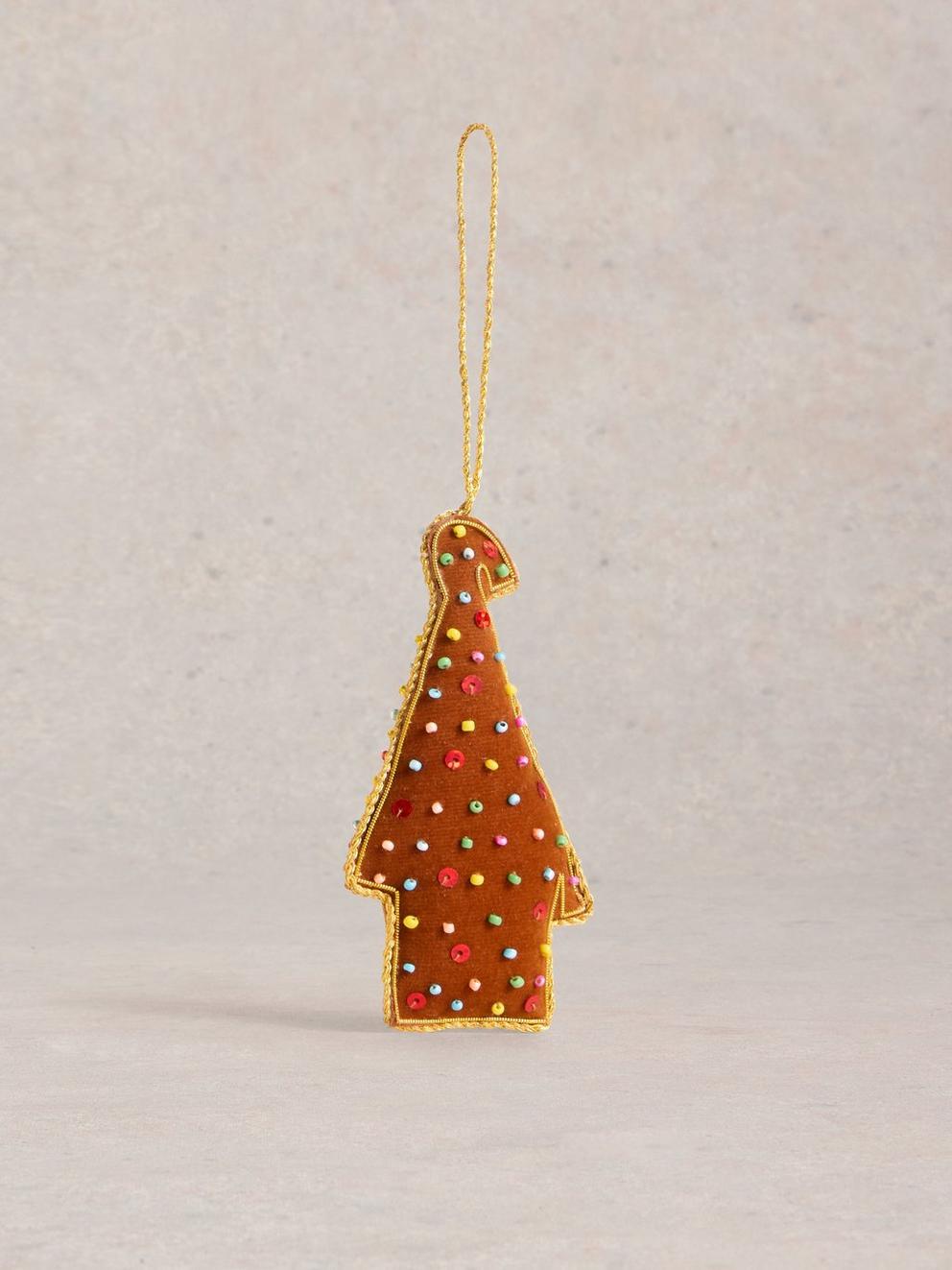Gingerbread Hanging Decoration in BROWN MLT - FLAT BACK
