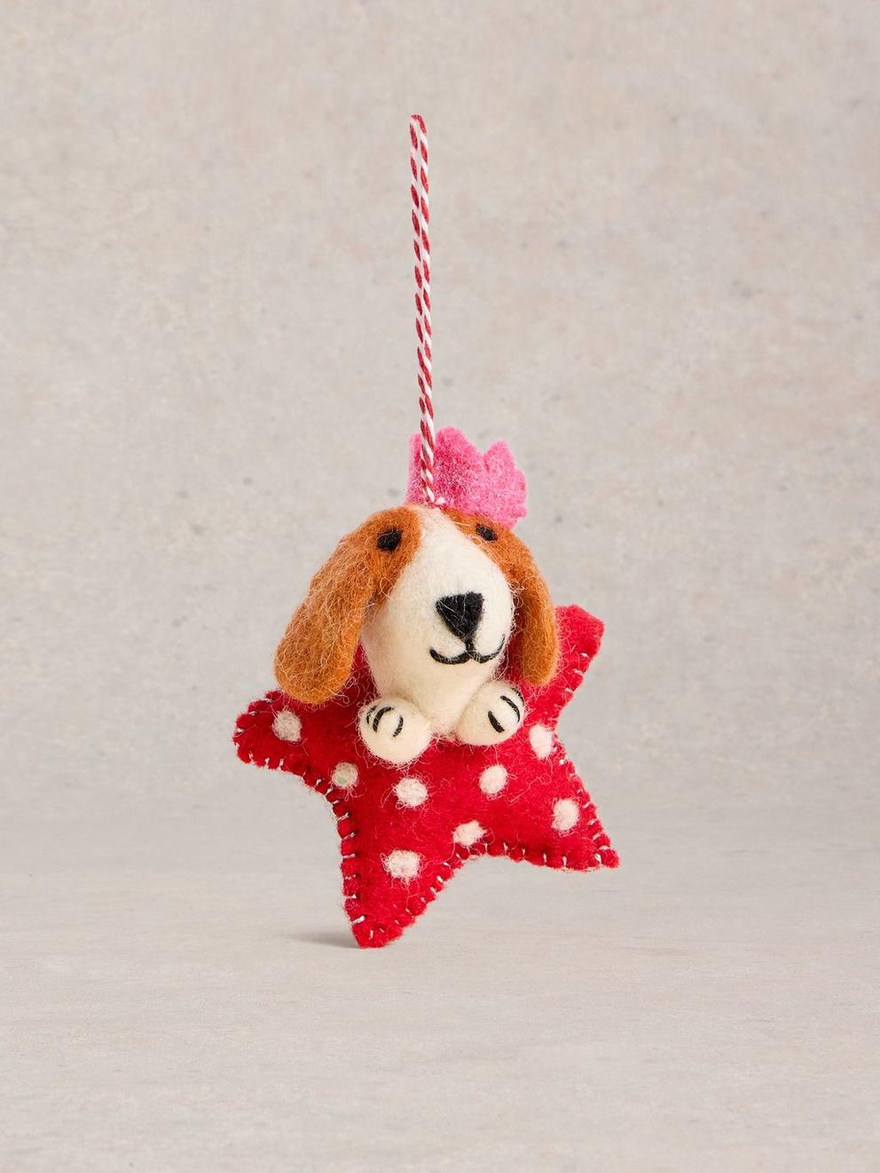 Starry Dog Hanging Dec in RED MLT - FLAT FRONT