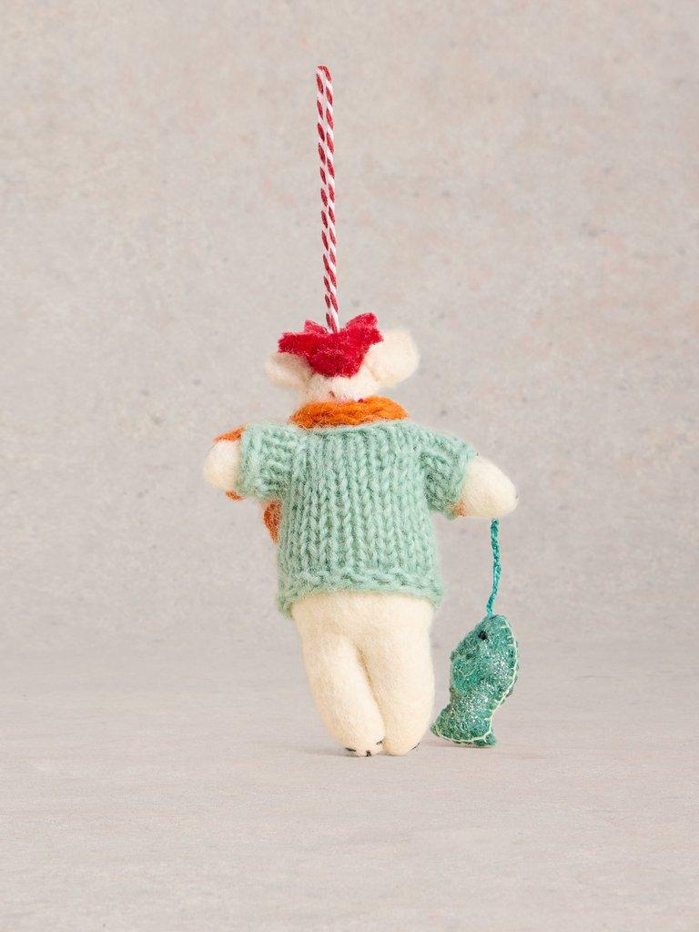 Fishing Polar Bear Hanging Dec in BLUE MLT - FLAT DETAIL