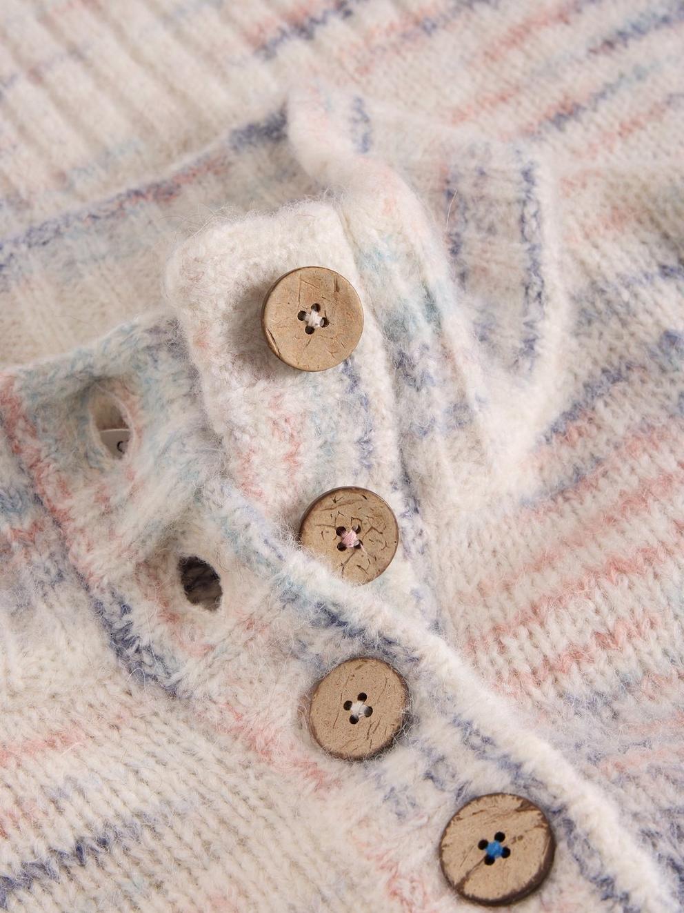 BELLA BUTTON JUMPER in IVORY MLT - FLAT DETAIL