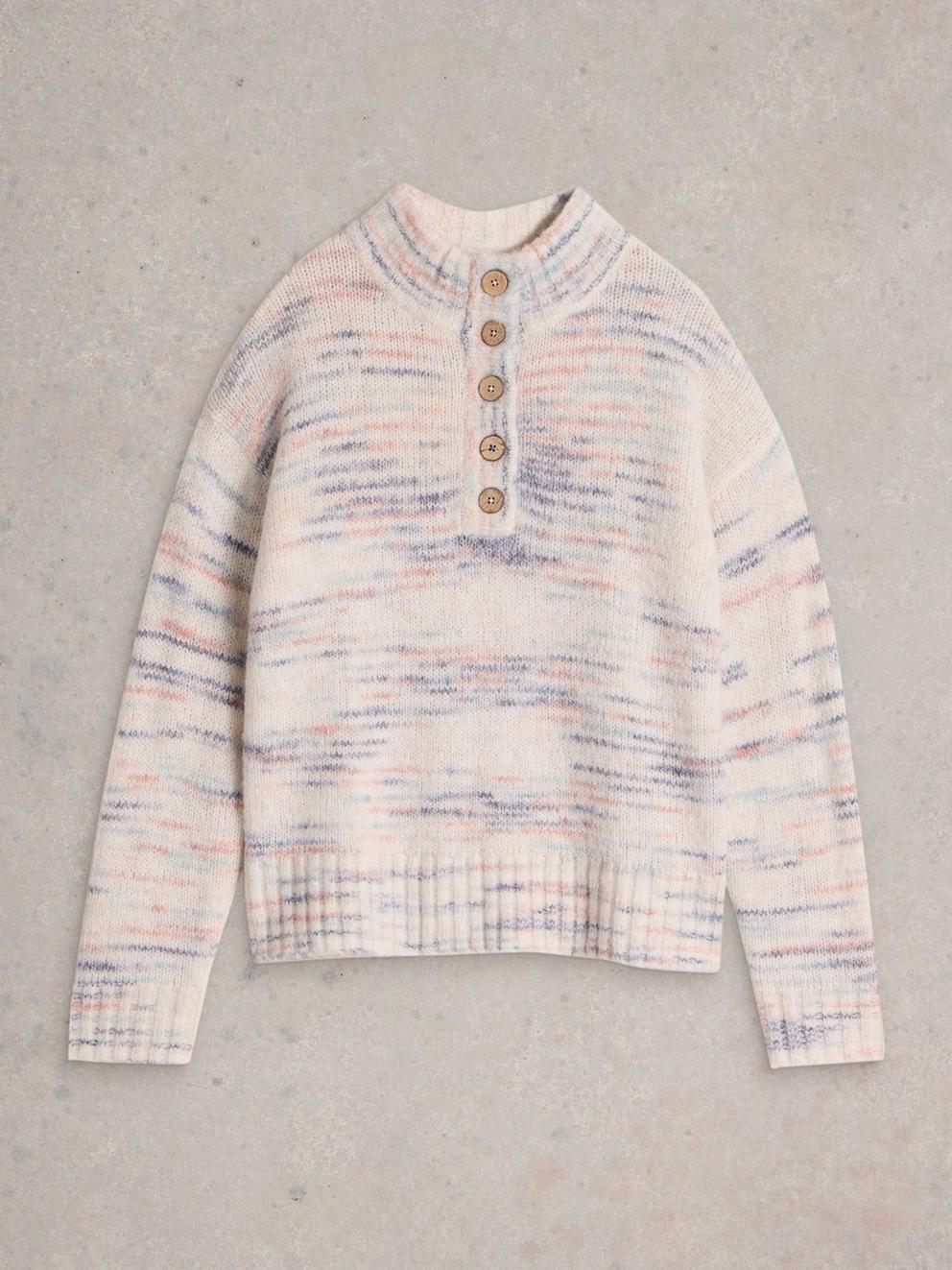 BELLA BUTTON JUMPER in IVORY MLT - FLAT FRONT