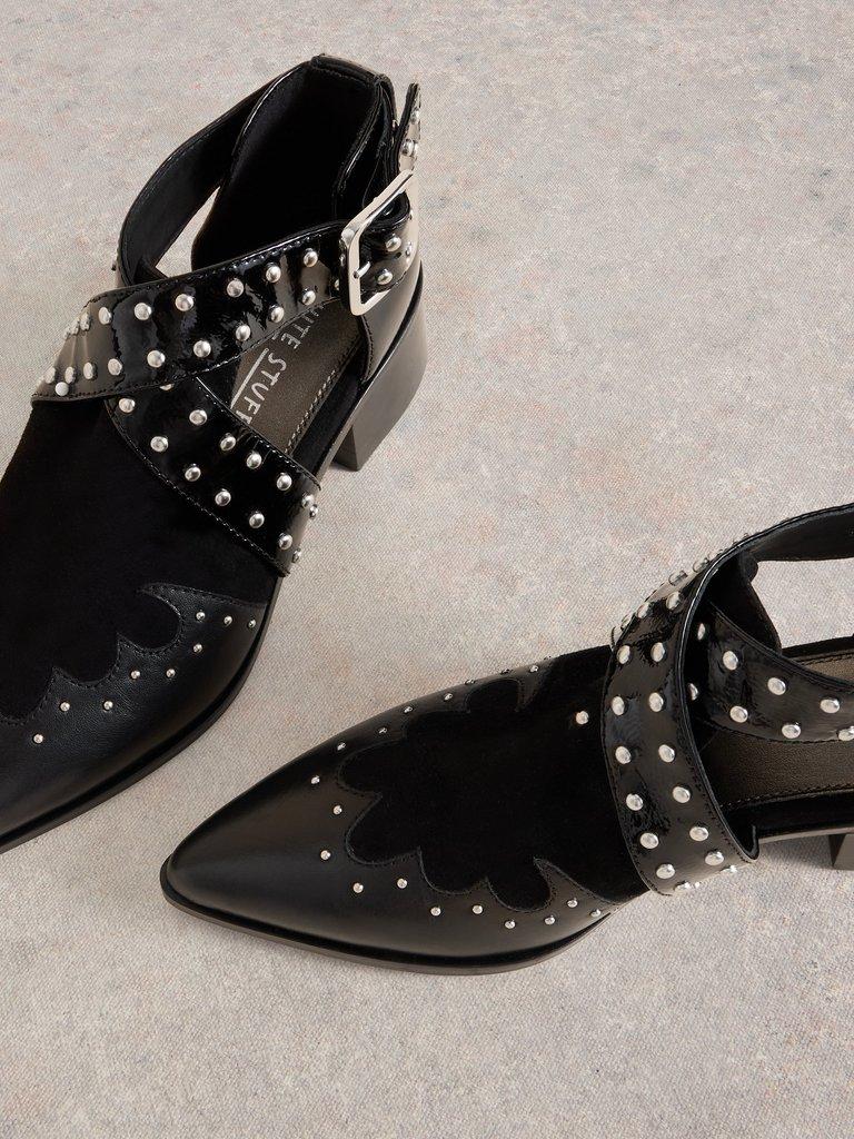 Ladies black studded ankle boots hotsell