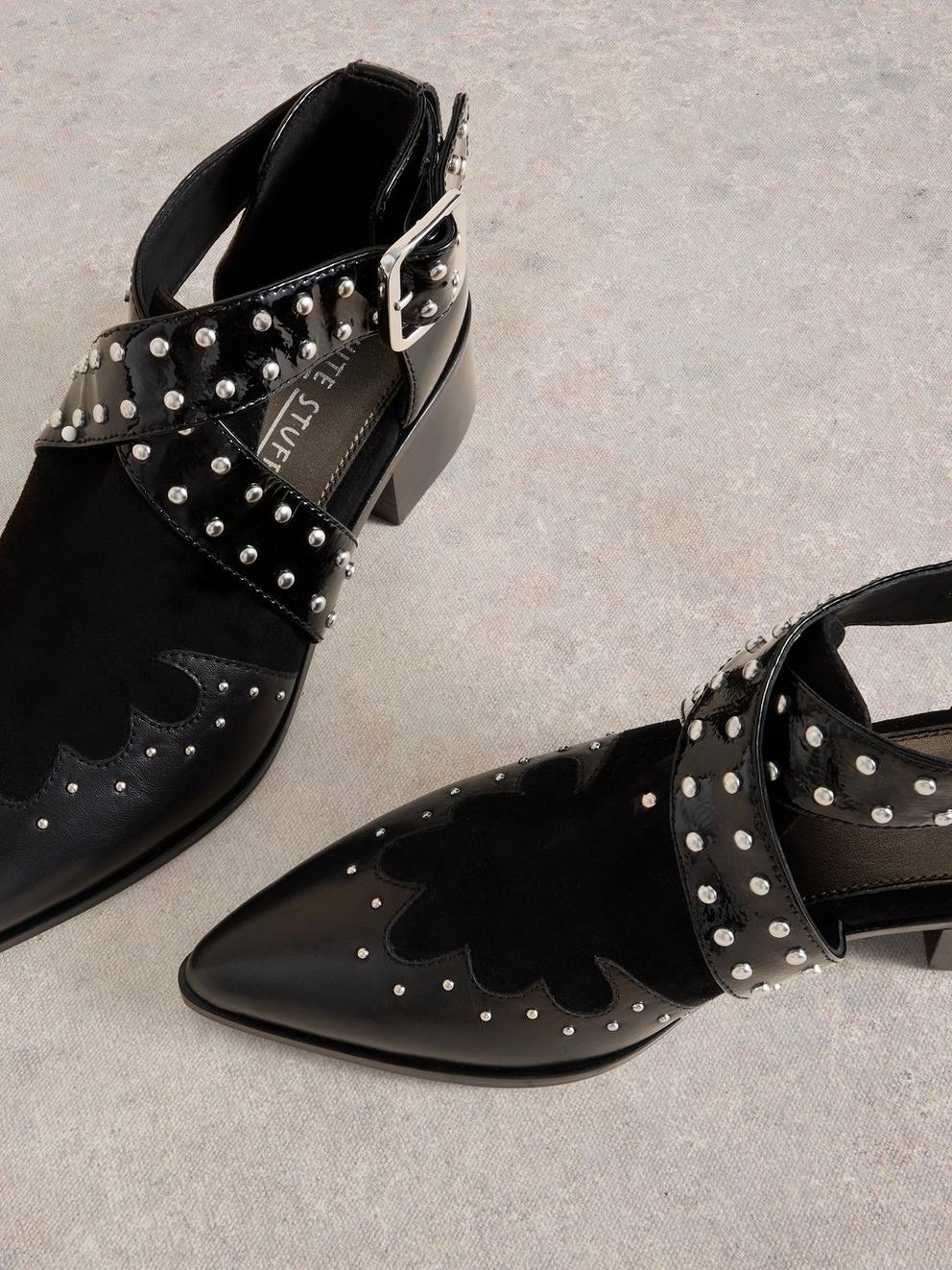 Studded Ankle Boot in PURE BLK - FLAT DETAIL