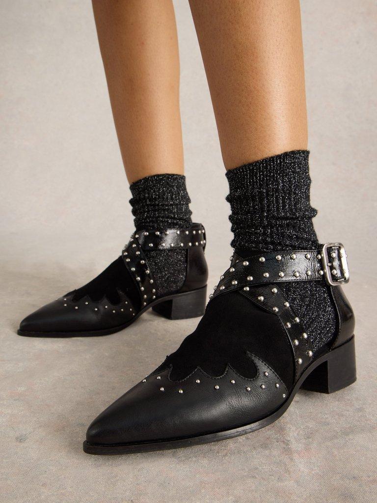 Black ankle boots with studded detail hotsell