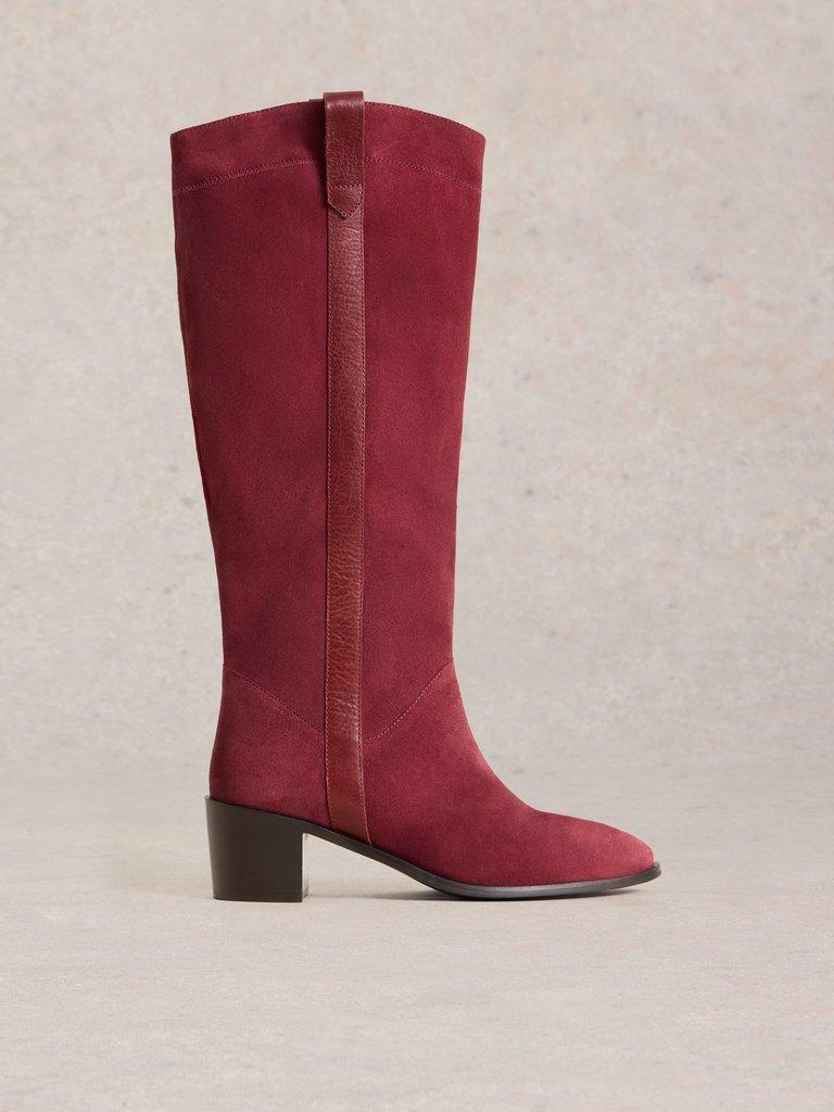 Izzy Suede Knee High Boot in DK RED - LIFESTYLE