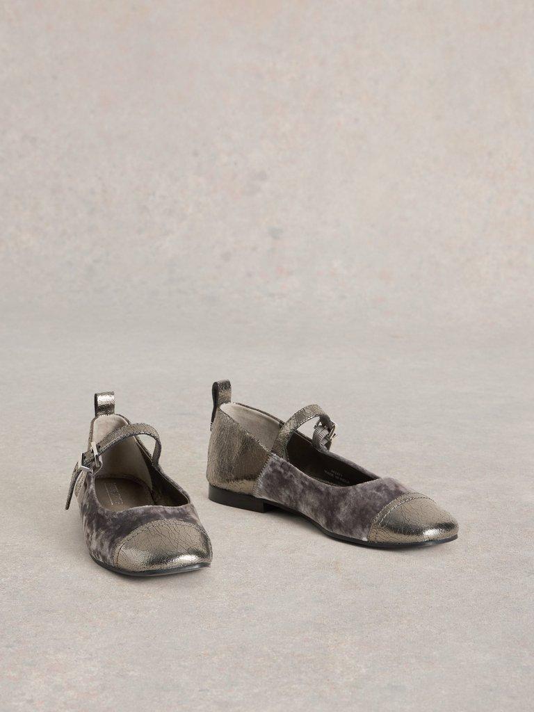 Loral Velvet Mary Jane in DUS GREY - FLAT FRONT