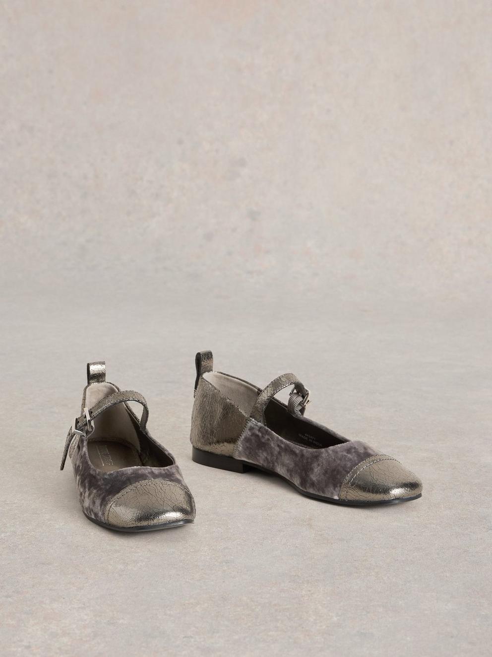 Loral Velvet Mary Jane in DUS GREY - FLAT FRONT