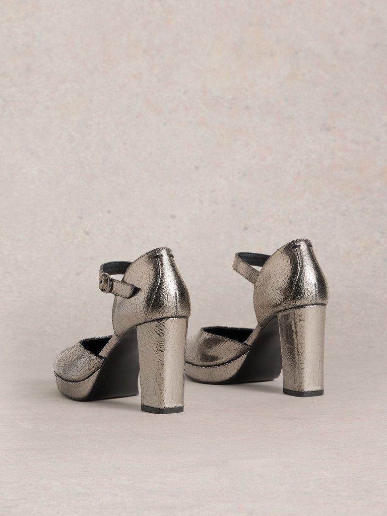 Priscilla Platform Shoe in PEWTER MET - FLAT BACK