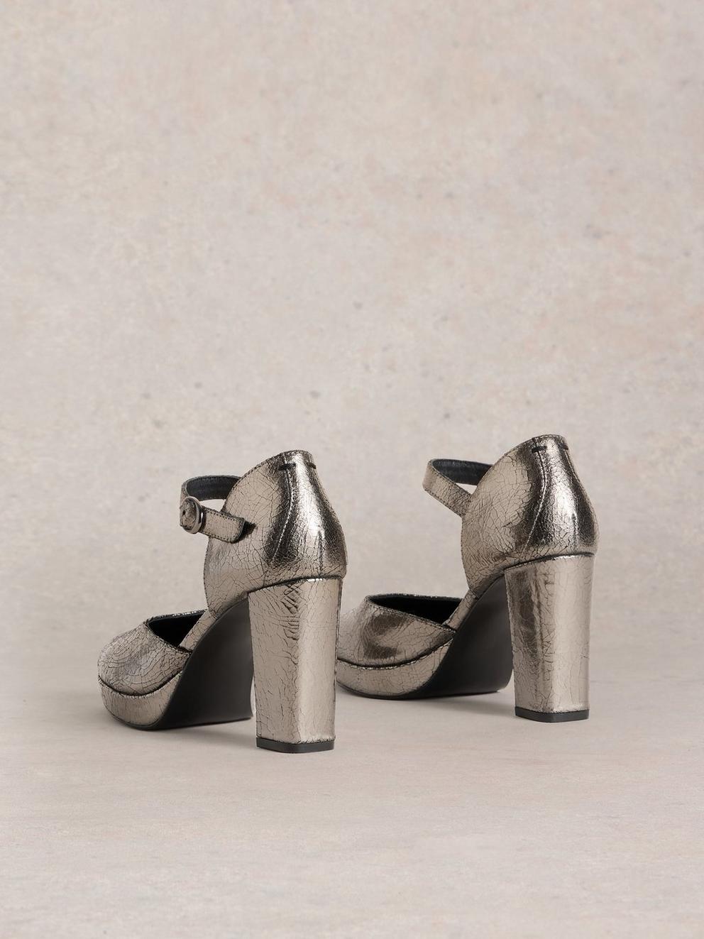 Priscilla Platform Shoe in PEWTER MET - FLAT BACK