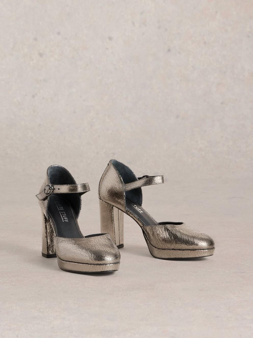 Priscilla Platform Shoe in PEWTER MET - FLAT FRONT