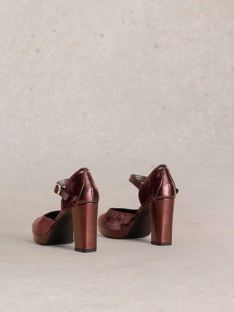 Priscilla Velvet Platform Shoe in DK PLUM - FLAT BACK