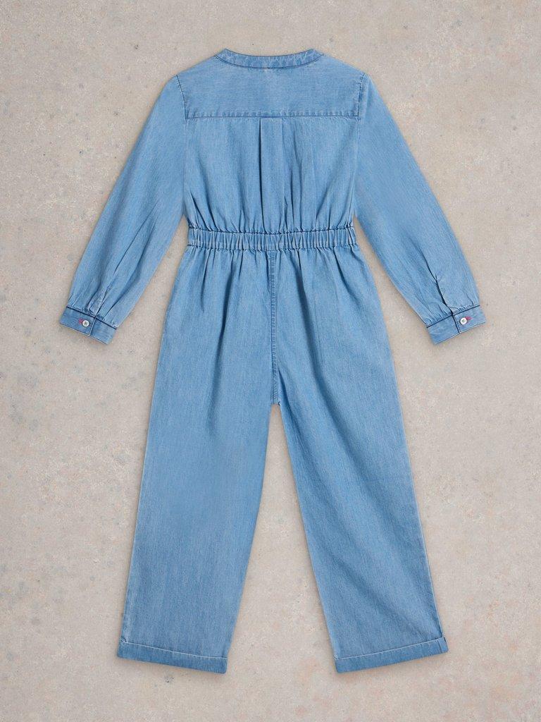 Girls Chambray Jumpsuit in CHAMB BLUE - FLAT BACK