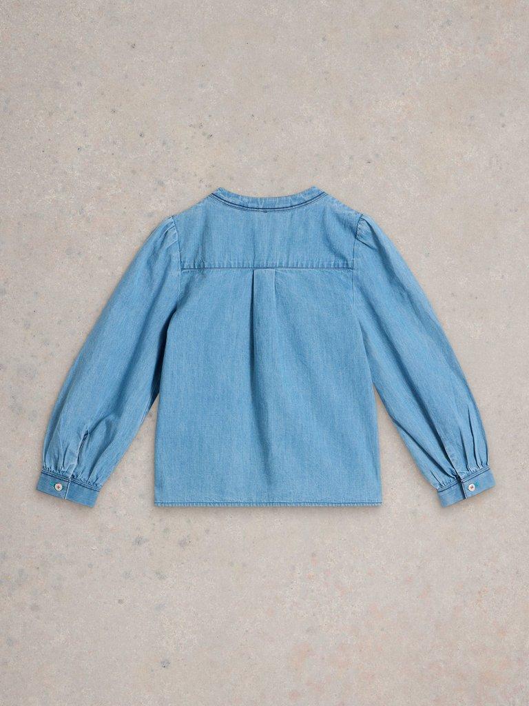 Girls Chambray Top in CHAMB BLUE - FLAT BACK