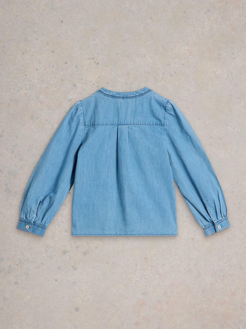 Girls Chambray Top in CHAMB BLUE - FLAT BACK