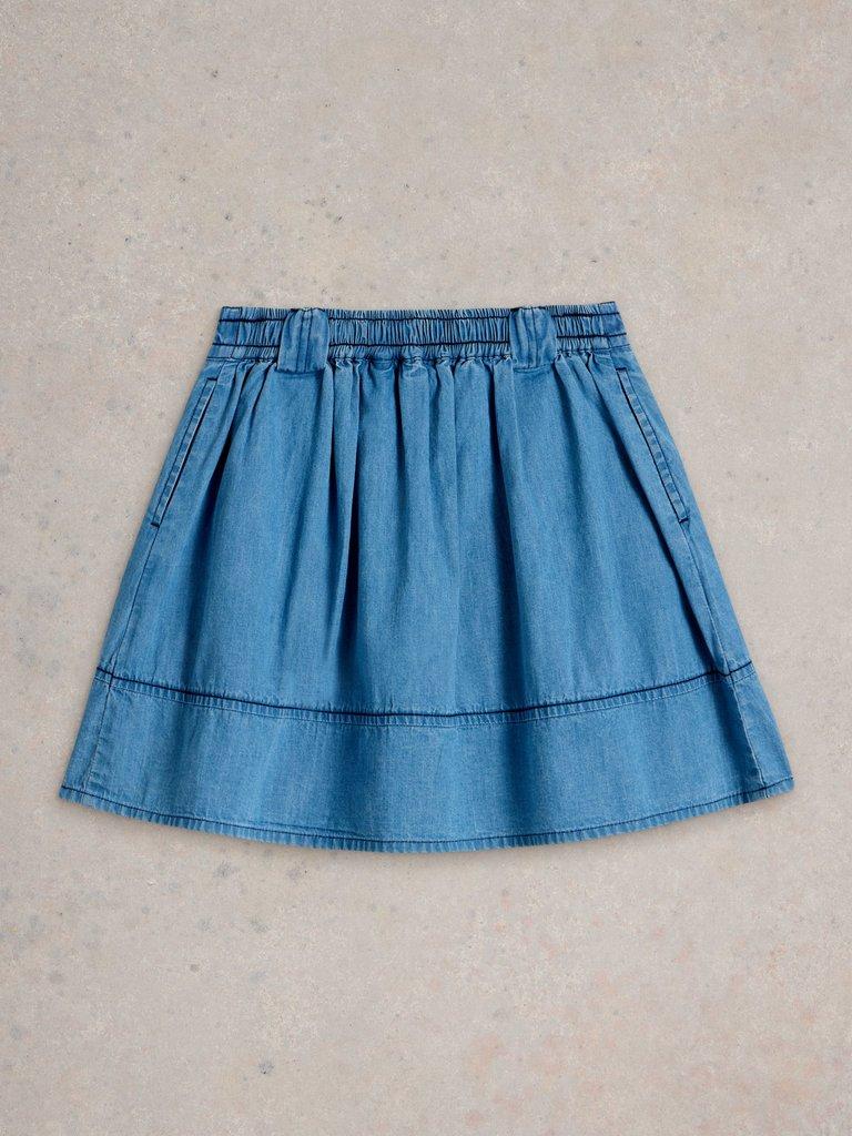 Girls Chambray Skirt in CHAMB BLUE - FLAT BACK
