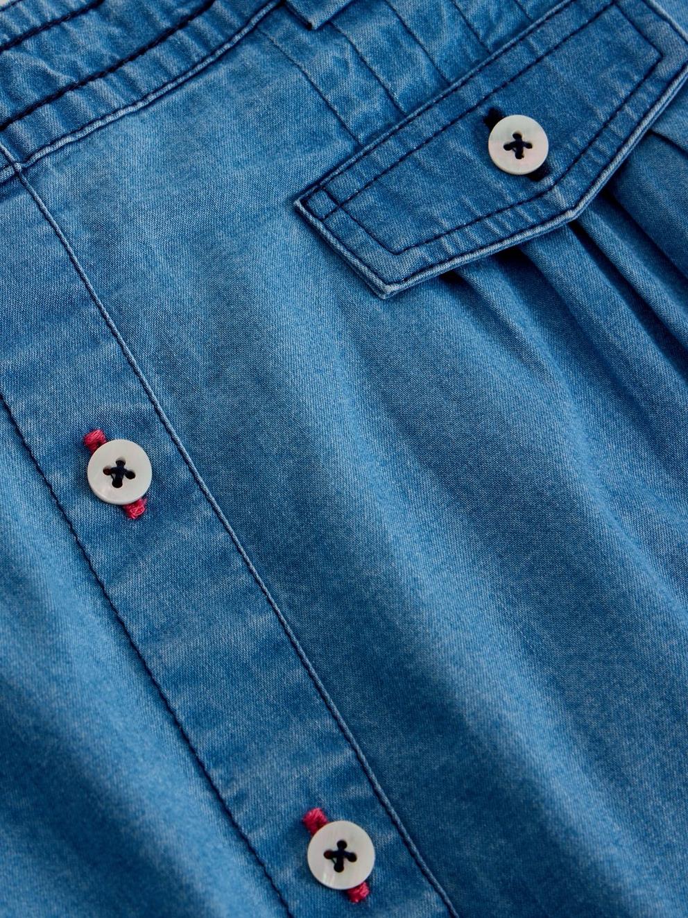Girls Chambray Skirt in CHAMB BLUE - FLAT DETAIL