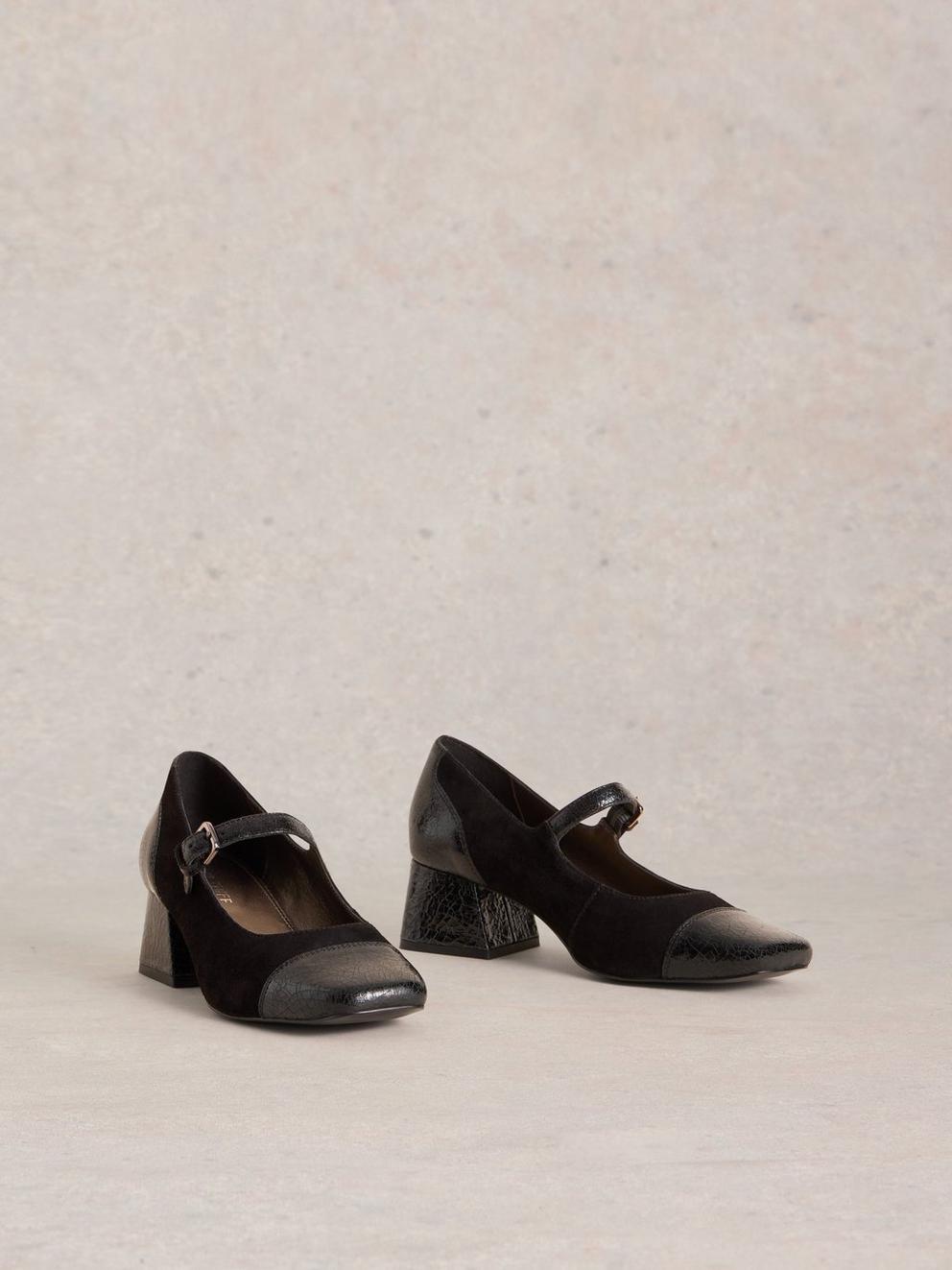 Dorothy Mary Jane Heel in PURE BLK - FLAT FRONT