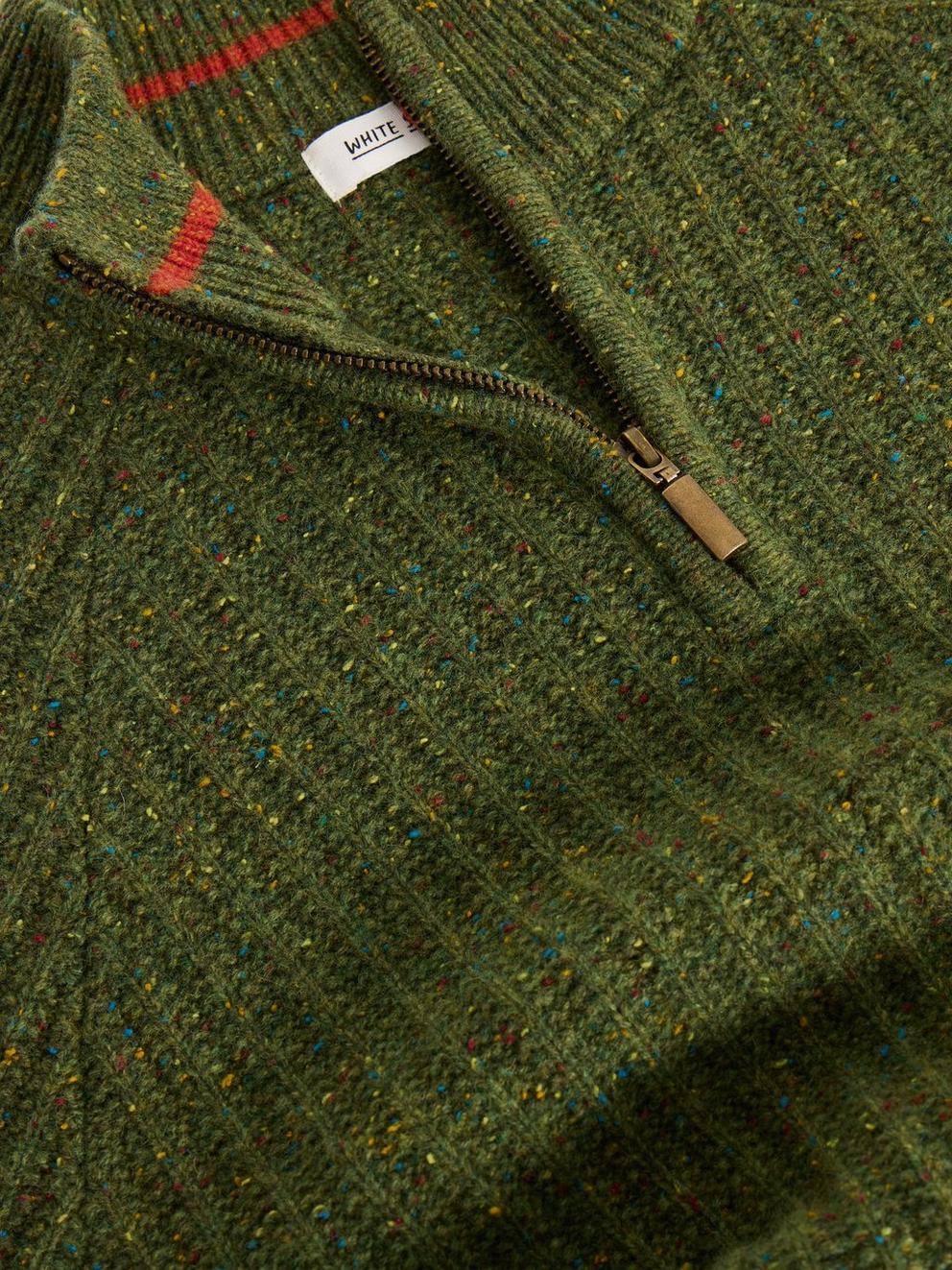 Chunky Funnel Neck Wool Jumper in GREEN MLT - FLAT DETAIL