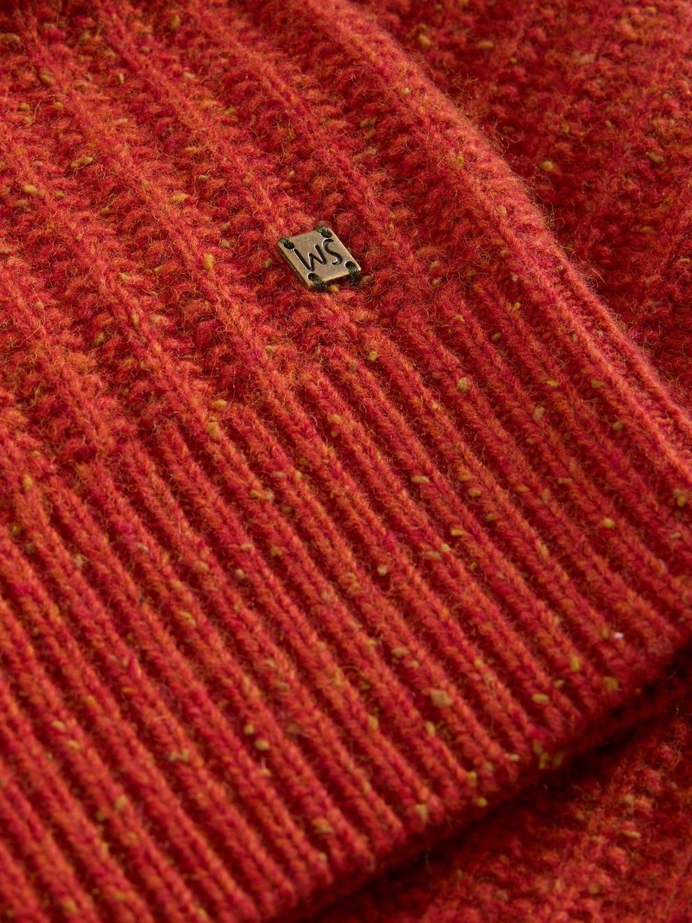 Chunky Funnel Neck Wool Jumper in ORANGE MLT - FLAT DETAIL