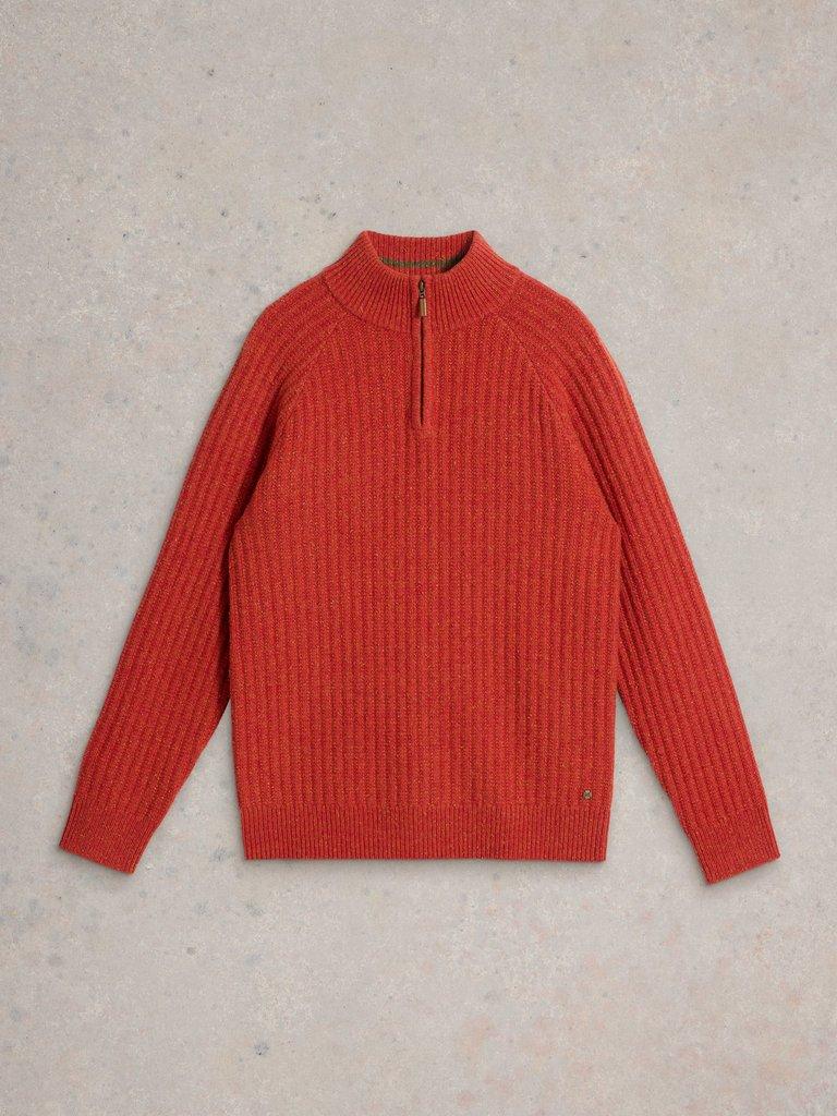 Chunky Funnel Neck Wool Jumper in ORANGE MLT - FLAT FRONT