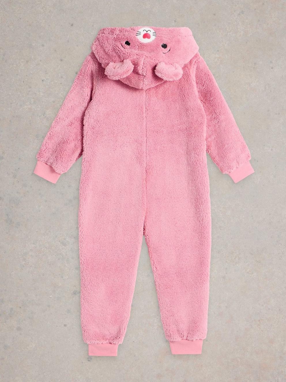 Girls Mouse Onesie in MID PINK - FLAT BACK