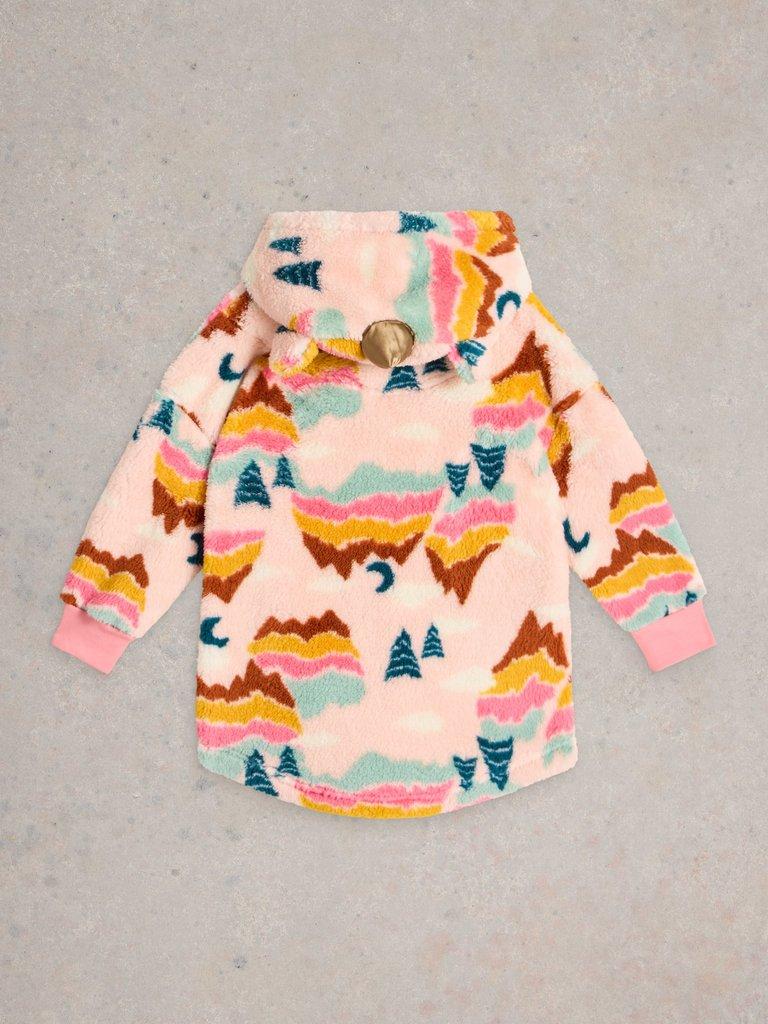 Kids Girls Rainbow Cosy Hoodie in NAT MLT - FLAT BACK