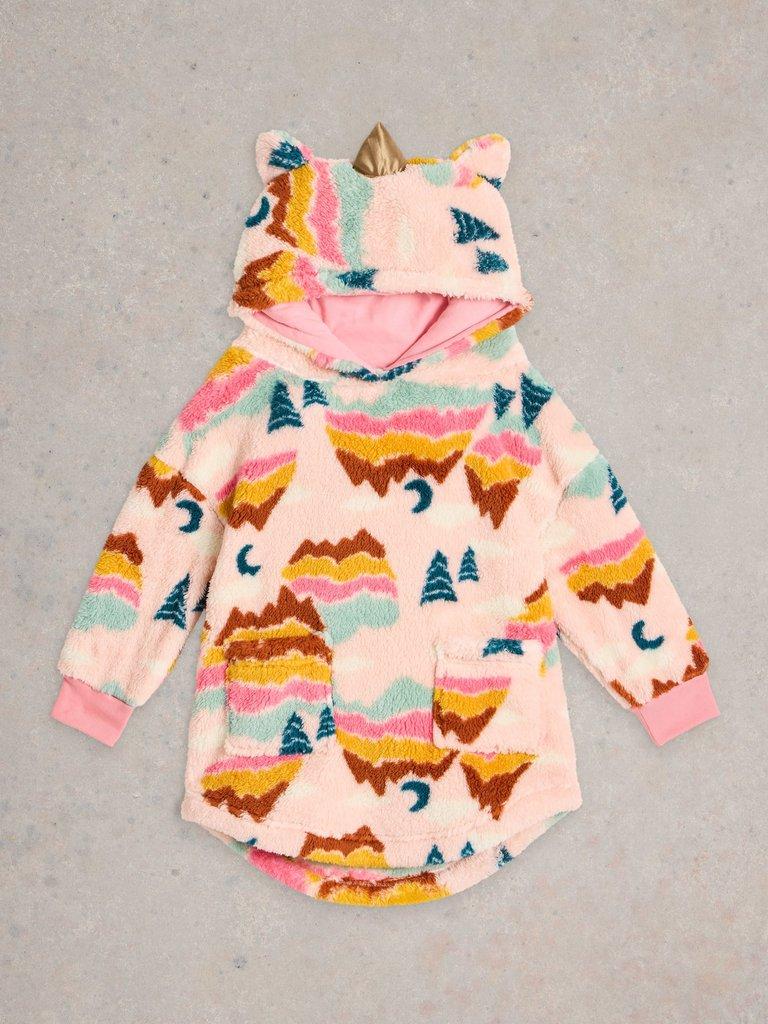 Kids Girls Rainbow Cosy Hoodie in NAT MLT - FLAT FRONT