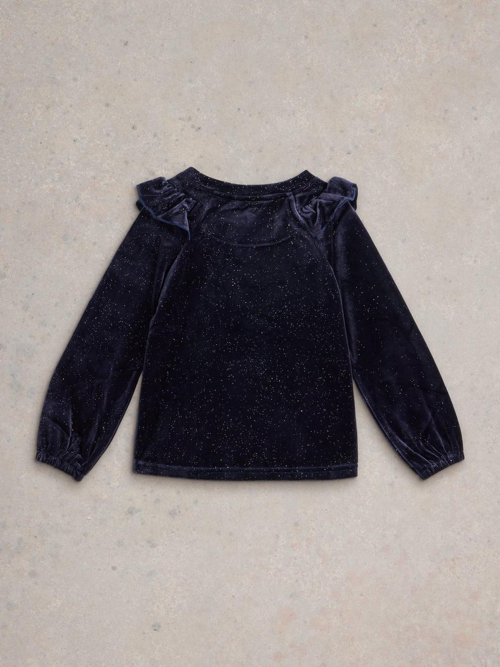 Girls Sparkle Top in DARK NAVY - FLAT BACK