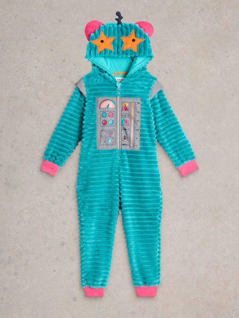 Girls Robot Onesie in LGT BLUE - FLAT FRONT