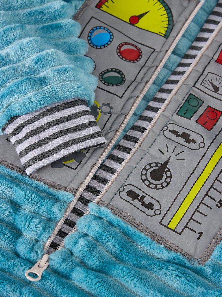 Boys Robot Onesie in LGT BLUE - FLAT DETAIL