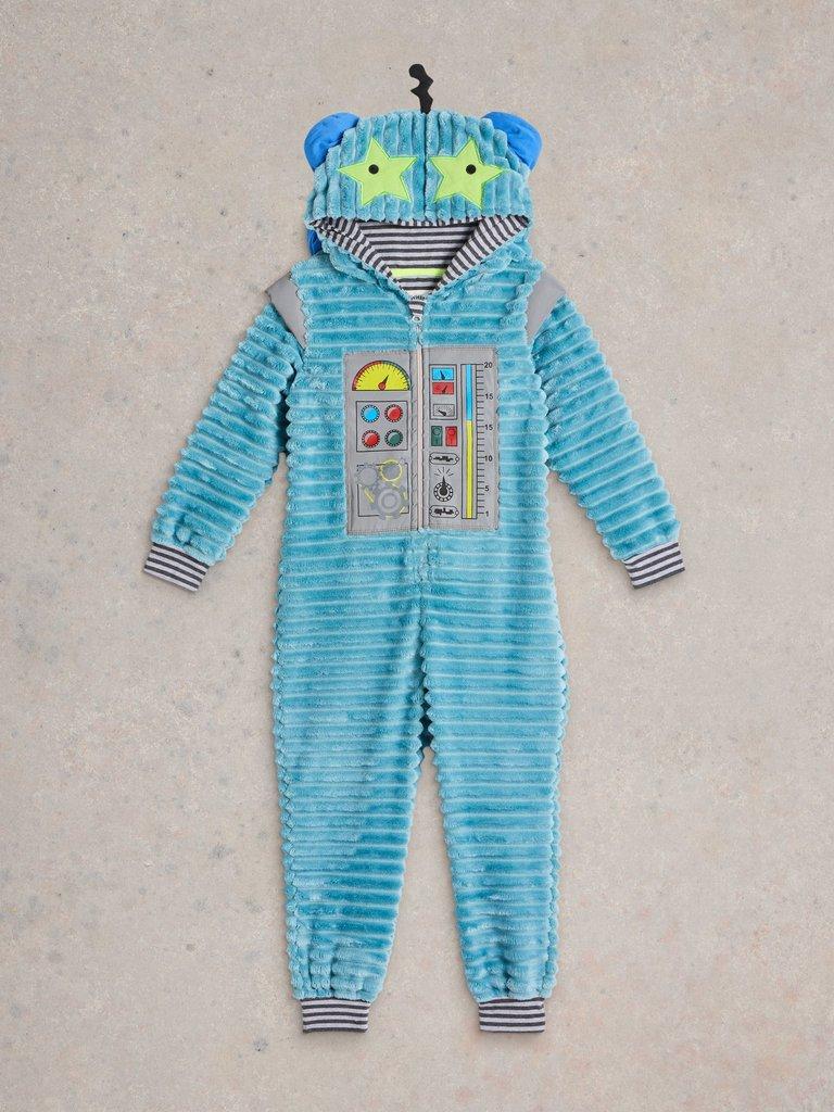 Boys Robot Onesie in LGT BLUE - FLAT FRONT