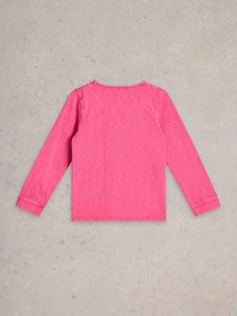 Long Sleeve Henley Tee in BRT PINK - FLAT BACK