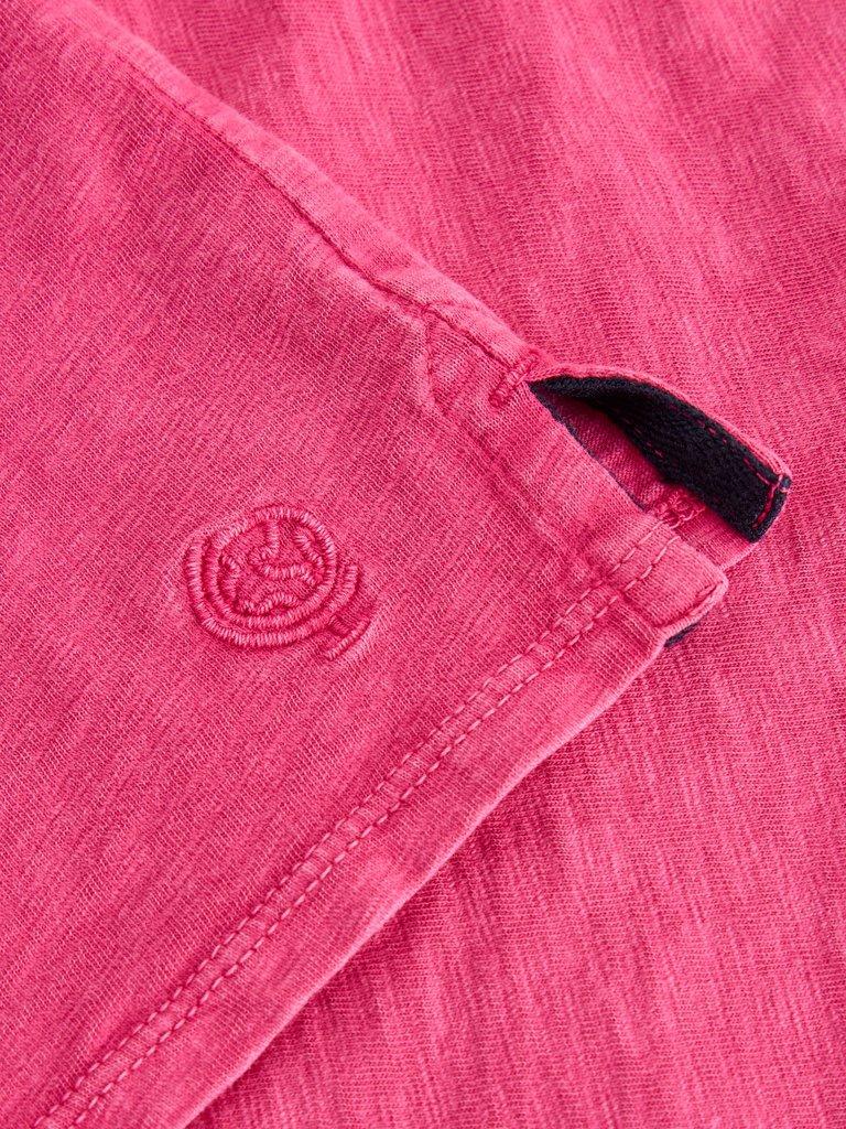 Long Sleeve Henley Tee in BRT PINK - FLAT DETAIL