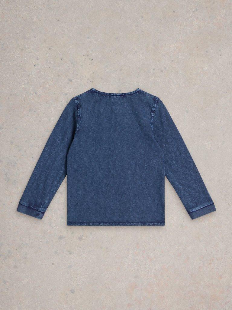 Long Sleeve Henley Tee in DARK NAVY - FLAT BACK