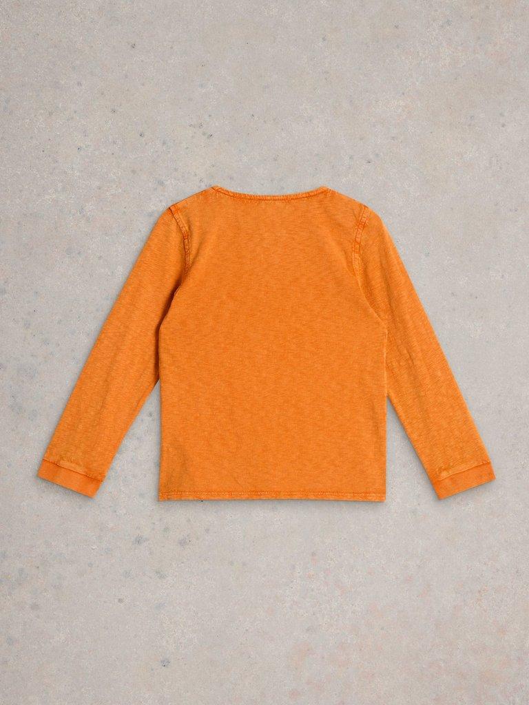 Long Sleeve Henley Tee in DK ORANGE - FLAT BACK