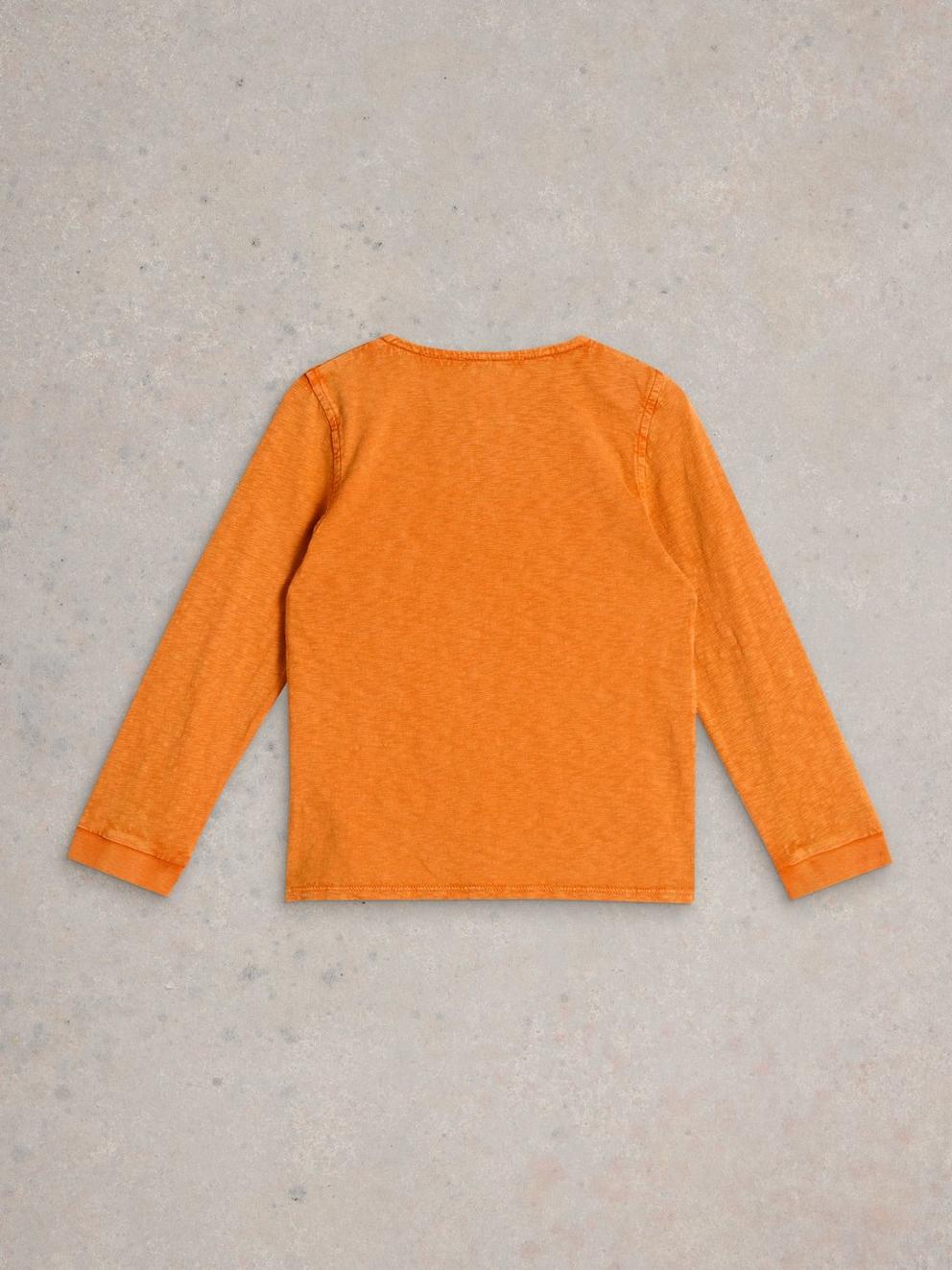 Long Sleeve Henley Tee in DK ORANGE - FLAT BACK
