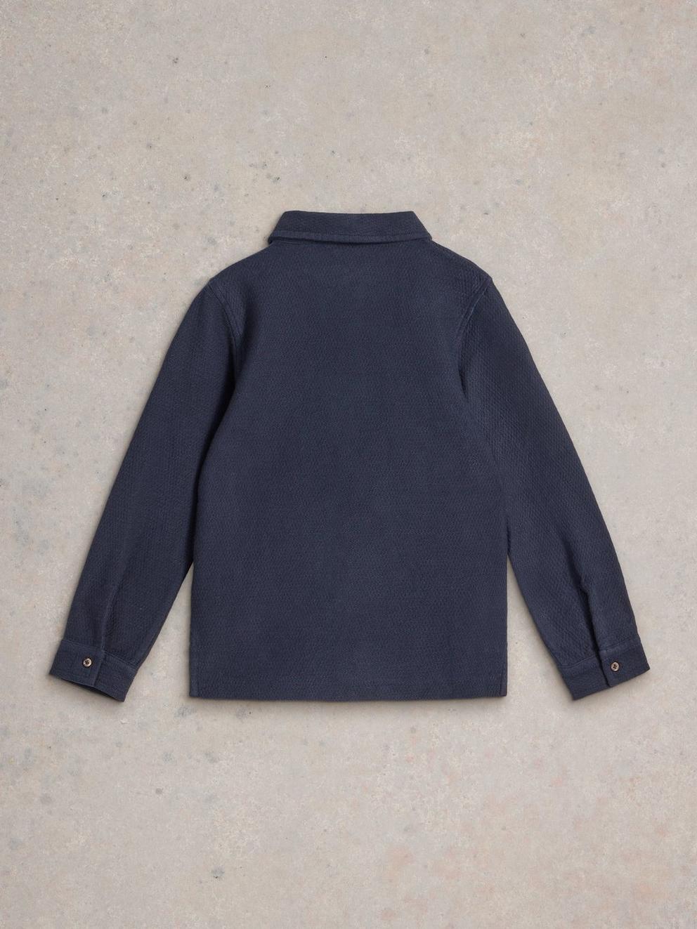 Textured Jersey Overshirt in DARK NAVY - FLAT BACK