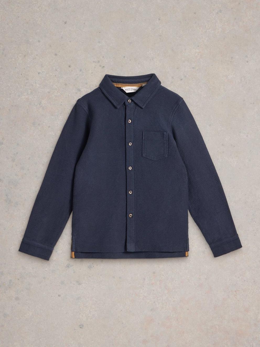 Textured Jersey Overshirt in DARK NAVY - FLAT FRONT