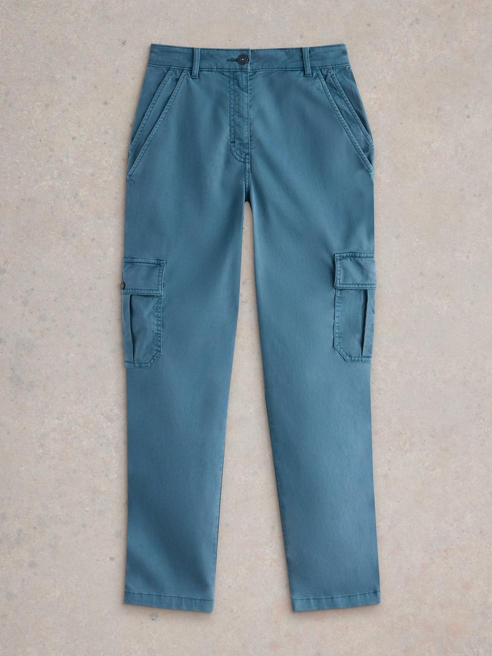 Everleigh Cargo Trouser in MID BLUE - FLAT FRONT