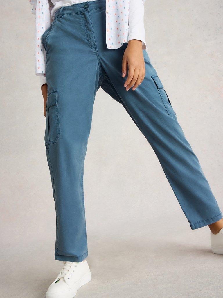 Everleigh Cargo Trouser in MID BLUE - LIFESTYLE