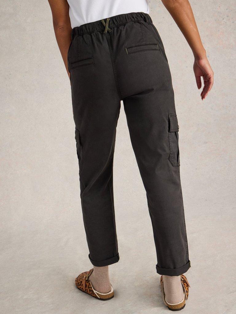 Everleigh Cargo Trouser in PURE BLK - MODEL BACK