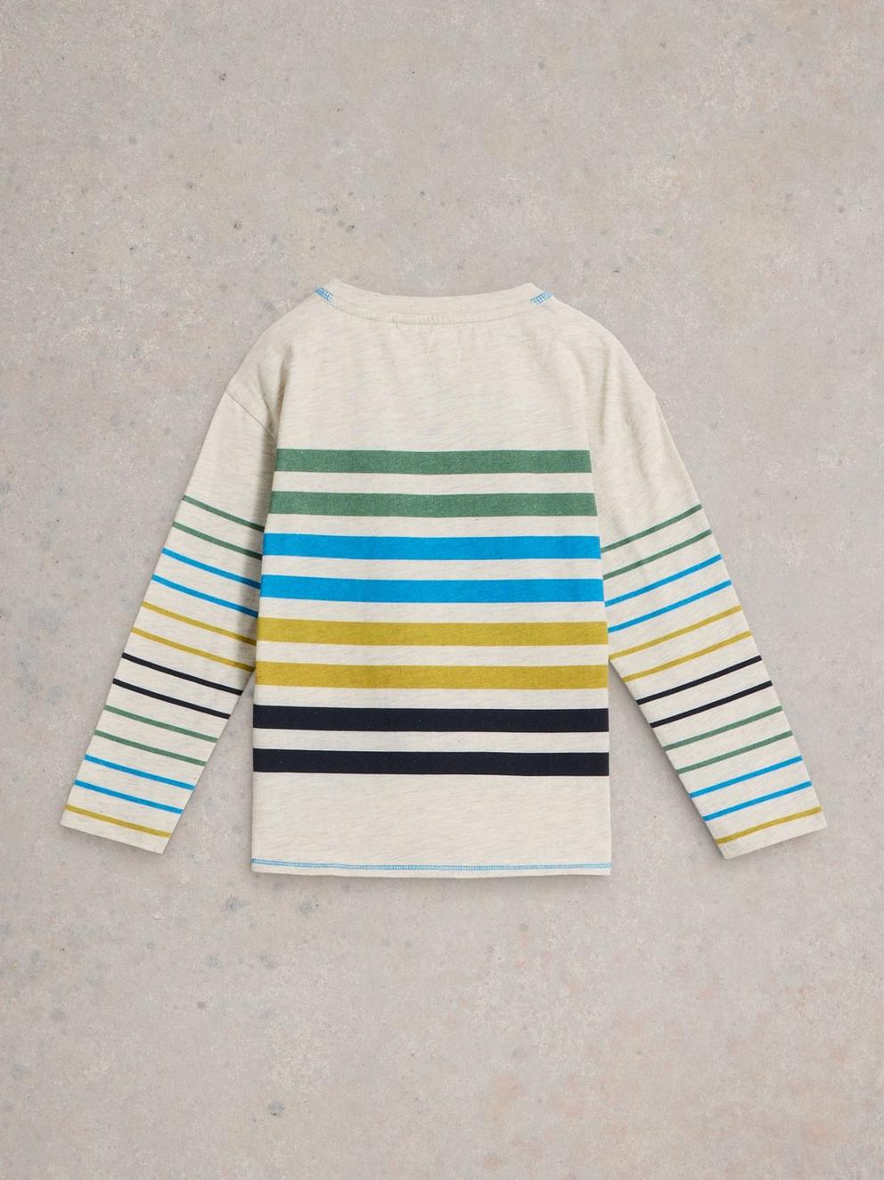 LS Stripe Tee in NAT MLT - FLAT BACK