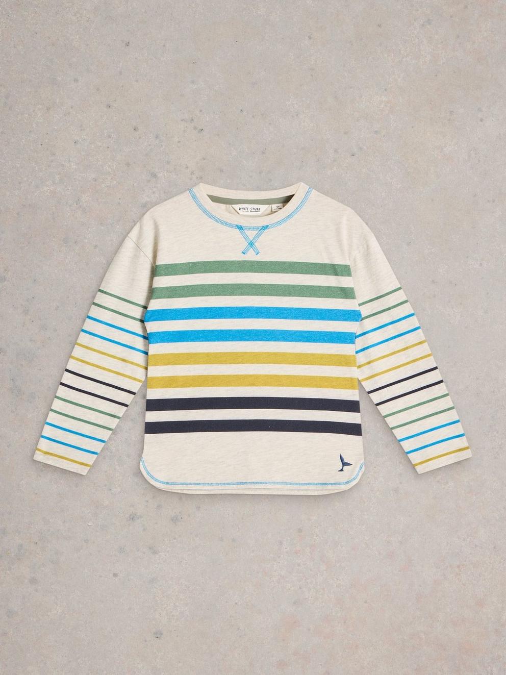 LS Stripe Tee in NAT MLT - FLAT FRONT