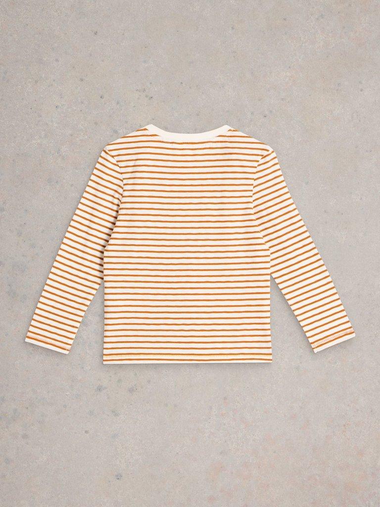 LS Bear Stripe Graphic Tee in NAT MLT - FLAT BACK