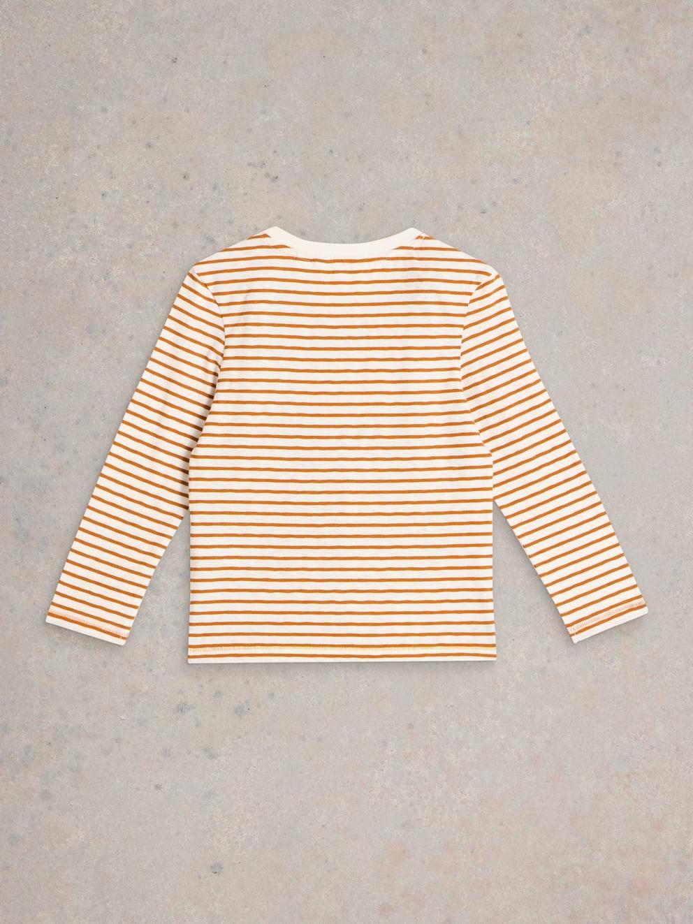 LS Bear Stripe Graphic Tee in NAT MLT - FLAT BACK