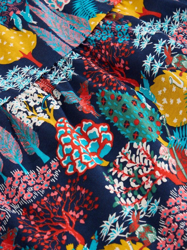 Woodland Print Jersey Dress in NAVY PR - FLAT DETAIL