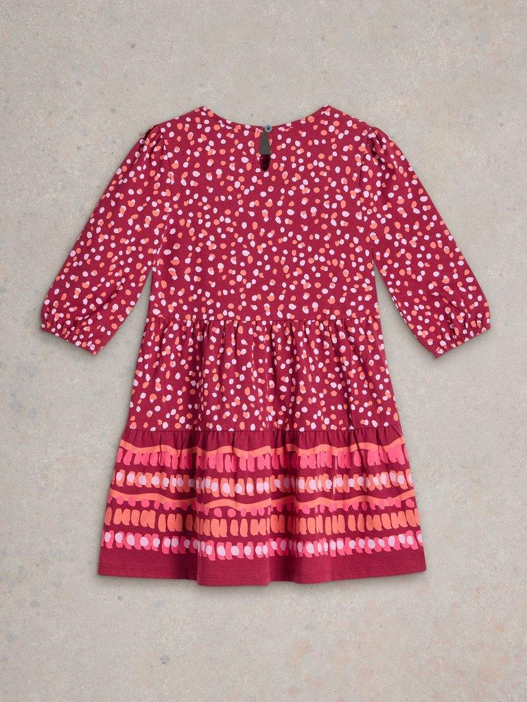 Girls Dotty Print Jersey Dress in DK PURPLE - FLAT BACK