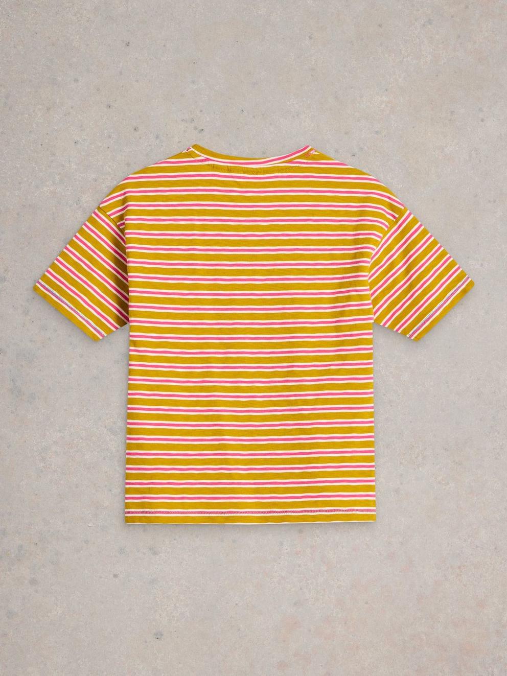 Girls Stripe Tee in YELLOW MLT - FLAT BACK