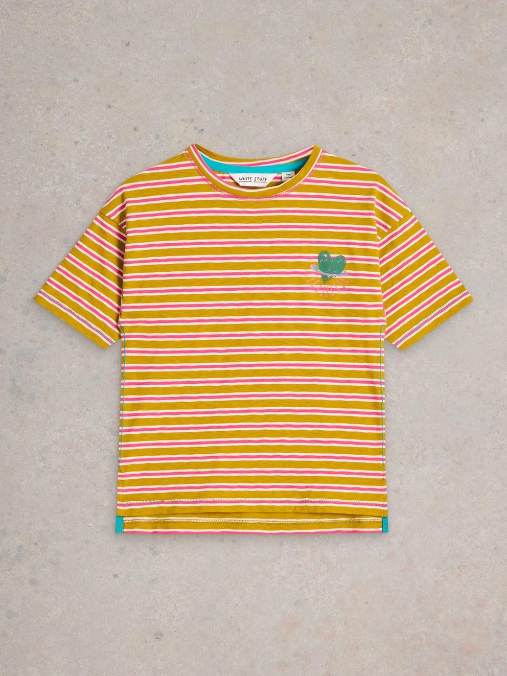 Girls Stripe Tee in YELLOW MLT - FLAT FRONT