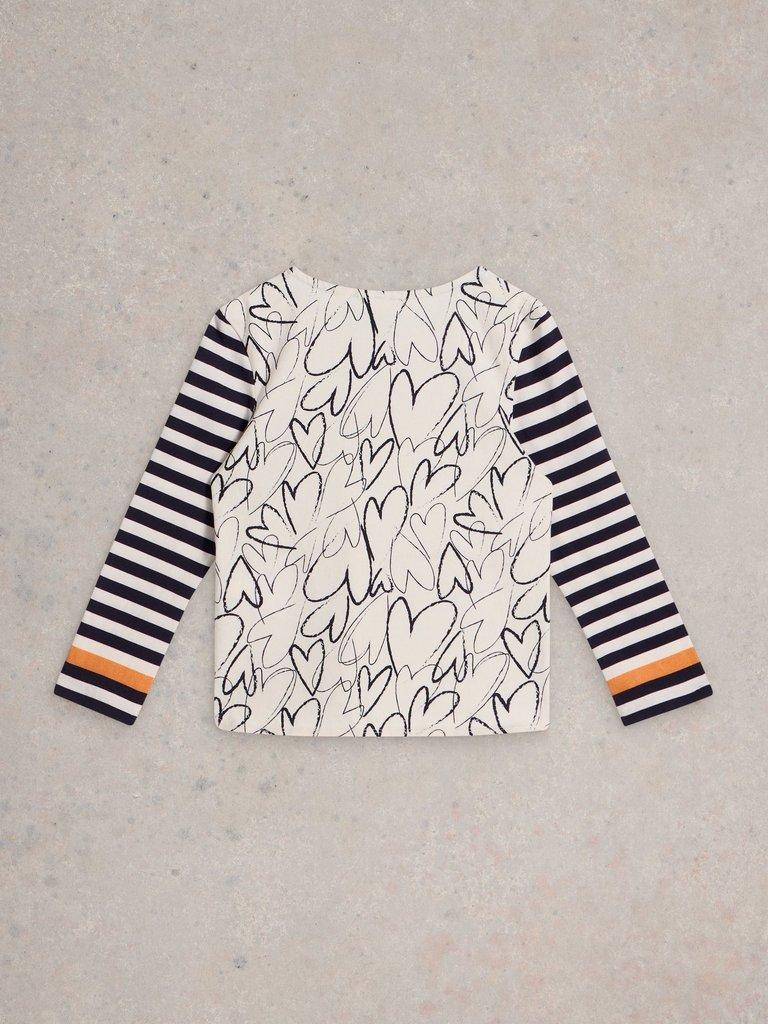 Girls Heart Stripe Tee in WHITE MLT - FLAT BACK